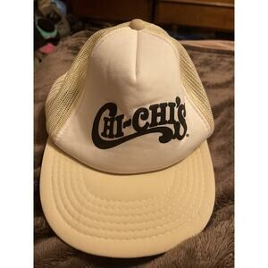 Chi-Chi’s Restaurant Vintage Snapback Rope Hat Retro San Sun Tan White Beige